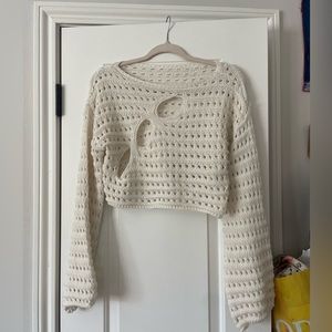 Knit Cropped Long Sleeve Sweater